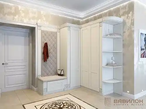 Угловой шкаф в прихожую массива в классическом стиле