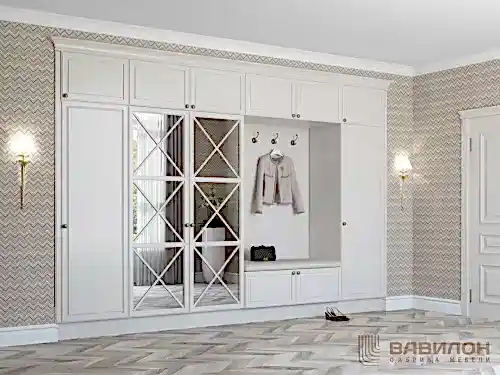 Встроенный шкаф в прихожую с декоративными накладками