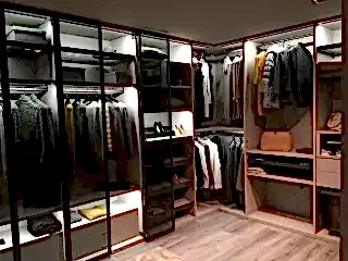 Гардеробная из массива с подсветкой